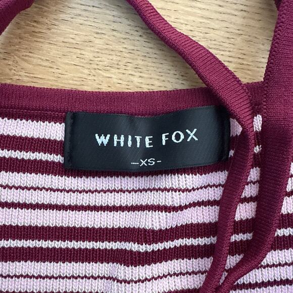 White Fox Mini Dress Sleeveless Stripes I've Been Thinking Size XS Red Pink - Picture 3 of 6